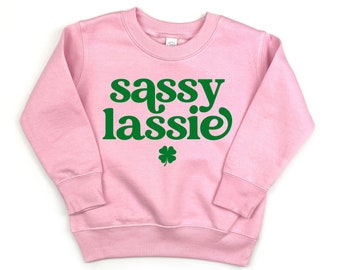 Kids St Patricks Day Shirt, Sassy Lassie Shirt, Girls St Patricks Day shirt for Toddler, St Pattys Day Shirt for Kid, Pink Girl Tee, Youth