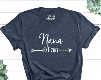 Nana Shirt, Nana Gift, Nana Established Shirt, Grandma Shirt, Christmas Gift for Nana, Mothers Day, Pregnancy Announcement Grandparents