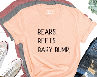 Bears Beets Baby Bump Shirt, Pregnancy Announcement, Baby Shower Gift, The Office, Dwight Schrute, Mommy To Be Shirt, Funny Pregnancy Tee