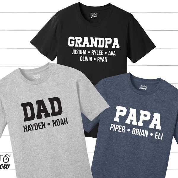 Personalized Grandpa Shirt, Papa Shirt, Personalized Grandpa Gift, Customized Father's Day Shirt, Christmas Gift for Grandpa, Grandchildren