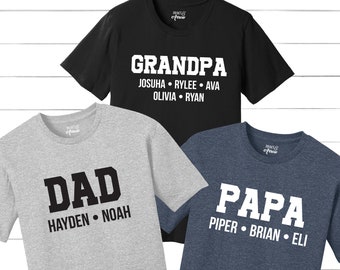 Personalized Grandpa Shirt, Papa Shirt, Personalized Grandpa Gift, Customized Father's Day Shirt, Christmas Gift for Grandpa, Grandchildren