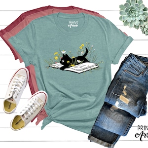 Cute Cat Shirt, Book Lover Gift, Cat Lover Gift Women, Halloween Cat Shirt, Cat Mom Shirt, Cat T Shirt, Black Cat Shirt, Funny Cat Shirt