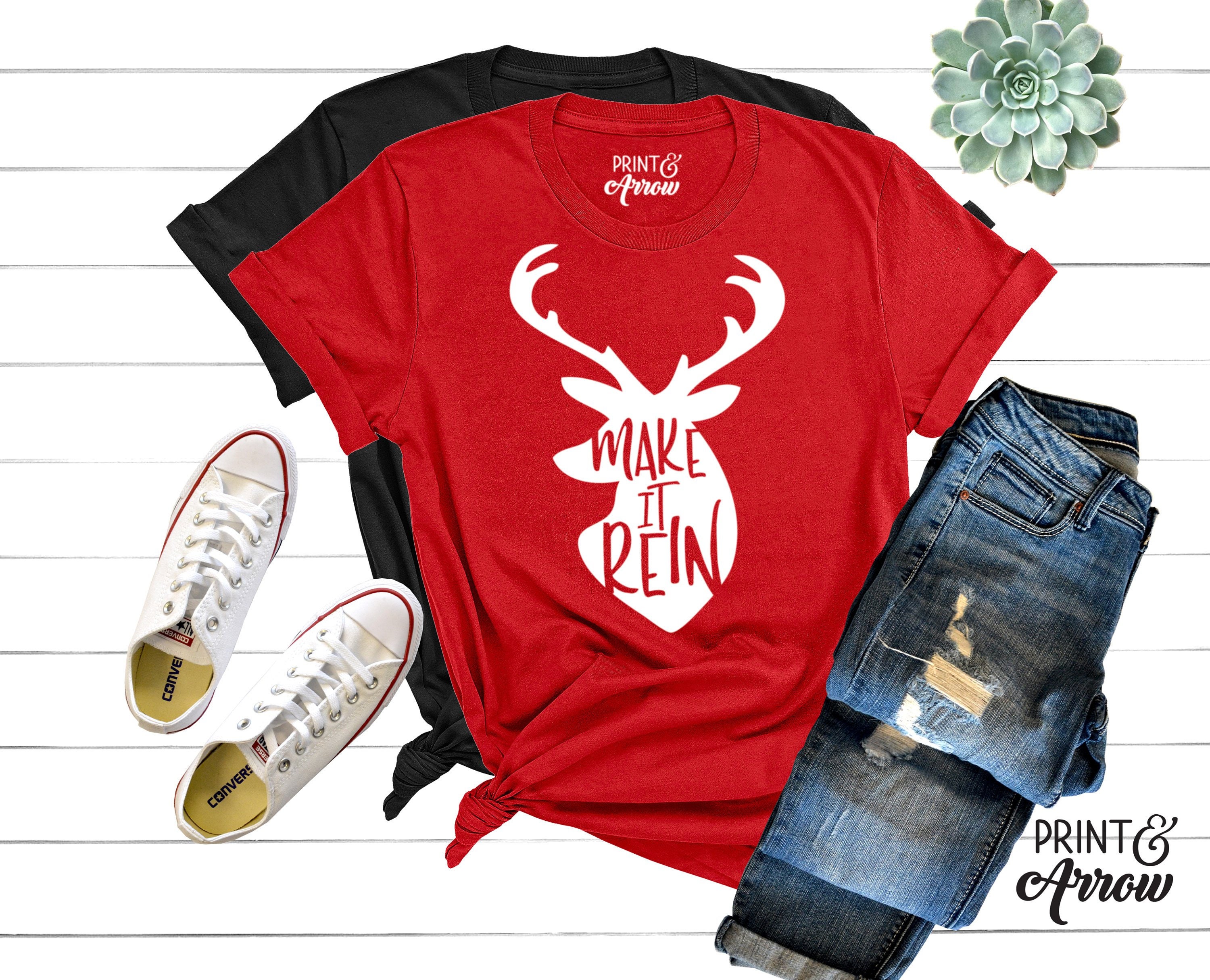 IDcommerce Make It Rein Beautiful Reindeer with Christmas Decorations Womens T-Shirt IDcommerce Make It Rein Beautiful Reindeer with Christmas Decorations Womens T-Shirt