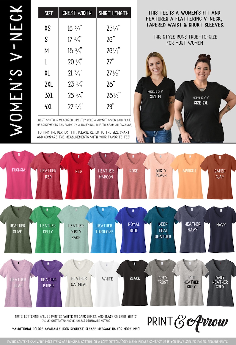 Puede incluir: Una colecci&oacute;n de camisetas con cuello en V en varios colores, incluyendo fucsia, rojo, granate, rosa, melocot&oacute;n, albaricoque, arcilla, oliva, verde, salvia, turquesa, azul, verde azulado, marino, lila, morado, avena, blanco, negro y gris, con tabla.