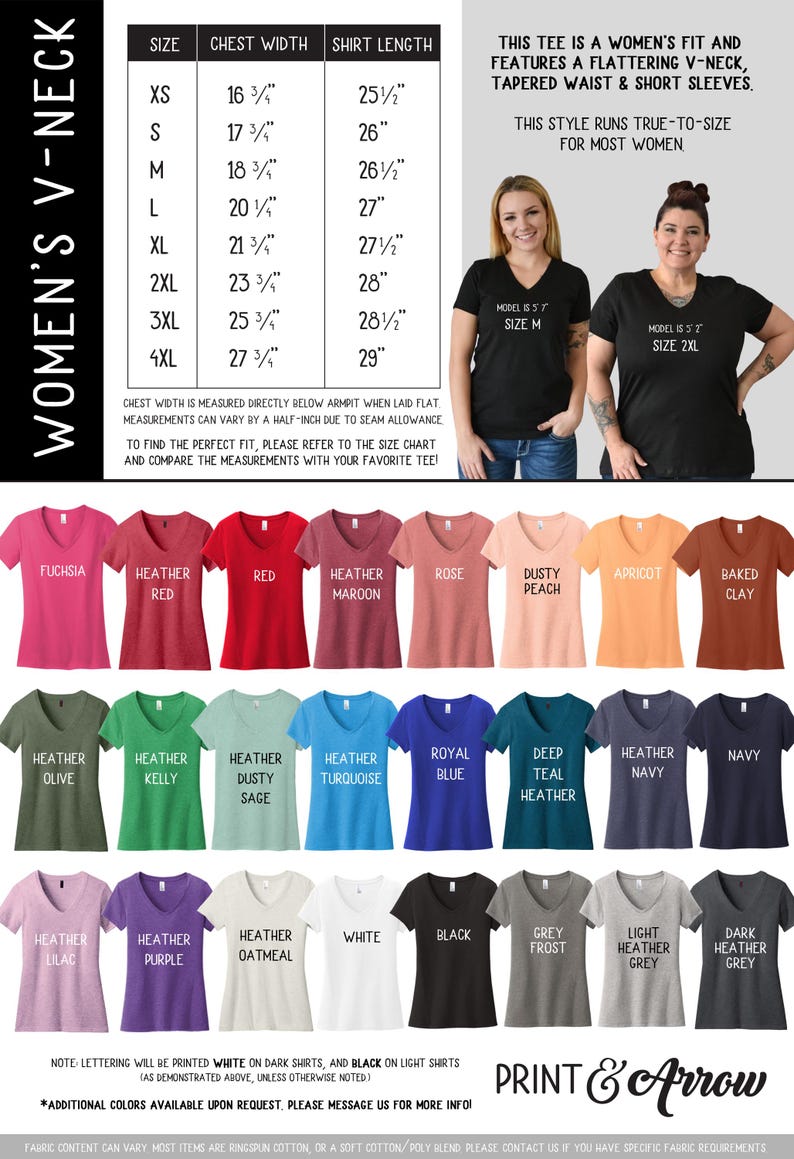 Upgrade any T-Shirt to a Women's V-Neck Shirt in our Shop (Print And Arrow), Women's Fit, V-neck Shirt, Shortsleeve image 3