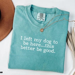 I Left My Dog To Be Here This Better Be Good Shirt, Funny Comfort Colors® Tee, Christmas Gift For Pet Lover, Funny Dog Shirt, Dog Mom Tee

Show your dog-loving personality with our “I Left My Dog to Be Here...This Better Be Good” Comfort Colors tee, the perfect shirt for pet parents who’d rather be cuddling their pup. Made from soft, premium garment-dyed cotton, this cozy shirt combines comfort with humor for any casual outing. A must-have funny dog mom shirt.