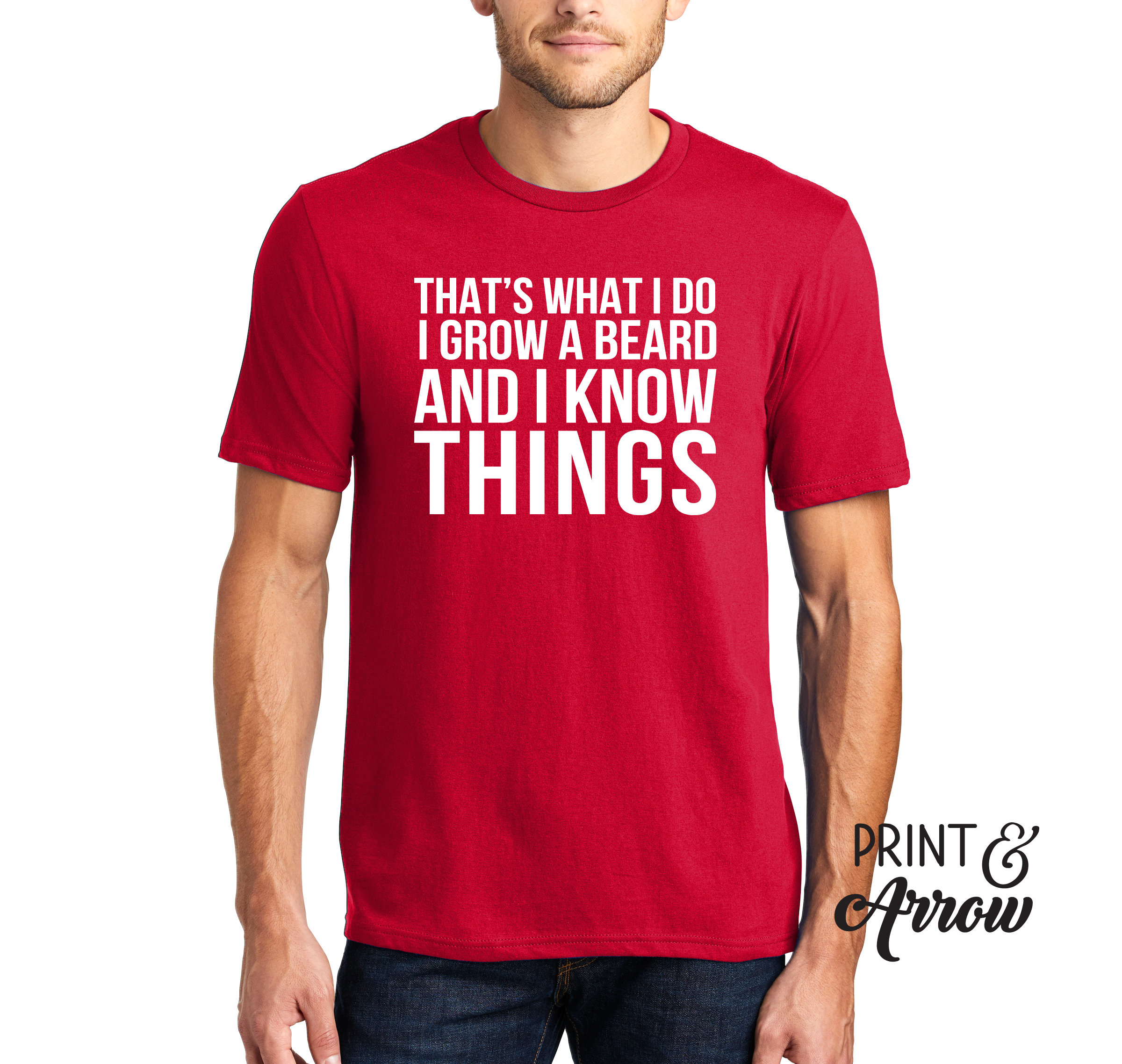 Maglietta Uomo 'That's What I Do, I Grow A Beard And I Know Things' – Divertente Taglia Large Grigia - 2