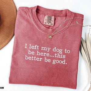 I Left My Dog To Be Here This Better Be Good Shirt, Funny Comfort Colors® Tee, Christmas Gift For Pet Lover, Funny Dog Shirt, Dog Mom Tee

Show your dog-loving personality with our “I Left My Dog to Be Here...This Better Be Good” Comfort Colors tee, the perfect shirt for pet parents who’d rather be cuddling their pup. Made from soft, premium garment-dyed cotton, this cozy shirt combines comfort with humor for any casual outing. A must-have funny dog mom shirt.