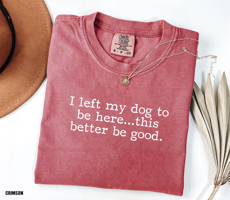 I Left My Dog To Be Here This Better Be Good Shirt, Funny Comfort Colors® Tee, Christmas Gift For Pet Lover, Funny Dog Shirt, Dog Mom Tee

Show your dog-loving personality with our “I Left My Dog to Be Here...This Better Be Good” Comfort Colors tee, the perfect shirt for pet parents who’d rather be cuddling their pup. Made from soft, premium garment-dyed cotton, this cozy shirt combines comfort with humor for any casual outing. A must-have funny dog mom shirt.