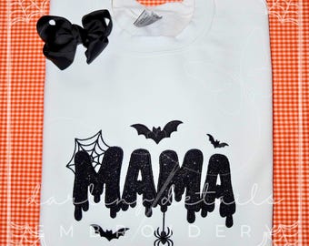 Halloween Mama Glitzer-Applikations-Sweatshirt – passendes Mini-Sweatshirt separat erhältlich