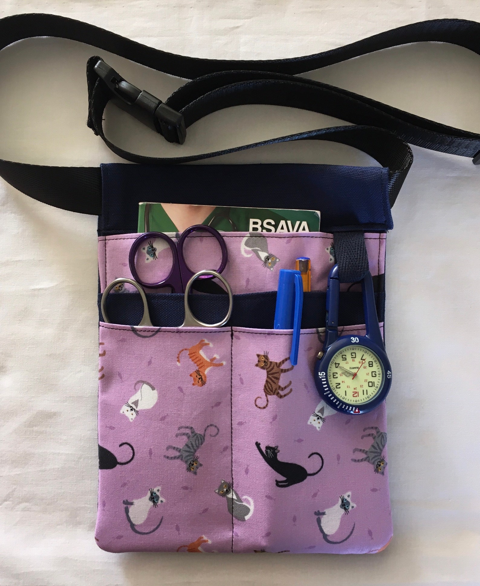 Veterinary Nurse Pocket Pouch Hip Bag Kitty Cats on Lilac Etsy