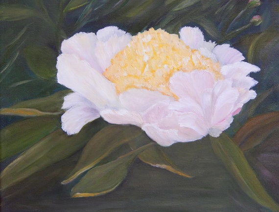 White Peony Peony Painting Original Oil Painting 12x12 Etsy
