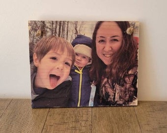 Personalized Wood Photo Print, Rustic Family Keepsake