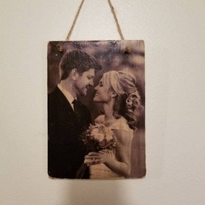 Custom Photo Wall Hanging, Rustic Photo Print, Wedding Keepsake For Bride, Farmhouse Photos Wall Art, Family Photo Sign, 5th Anniversary