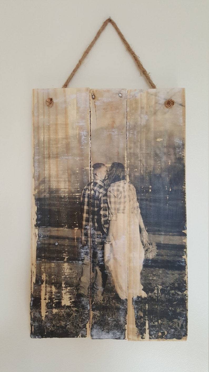 Personalized Wood Photo, Pallet Picture Frame, Custom Wood Print, Pallet Art, Rustic Picture Frame, Reclaimed Home Decor image 2