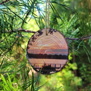 Custom Wood Slice Photo Ornament, Rustic Christmas Gift