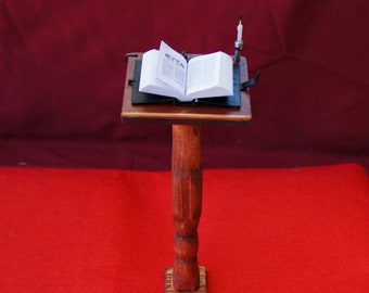 1/6 Scale Miniature Model Podium, Bible, Candlestick, and Genuine Wax Candle
