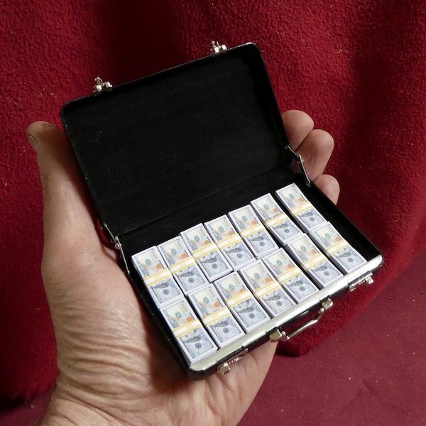 1/6 Scale Miniature Model Briefcase Full of Cash