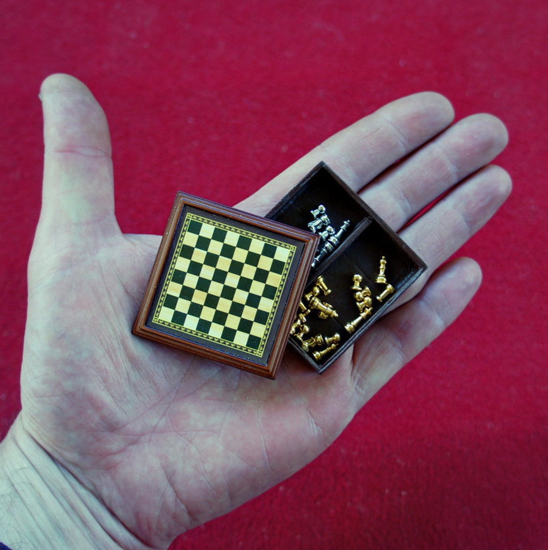 Mini Chess Box Dollhouse Miniature Model Chess Set and Wooden Storage Box - Etsy