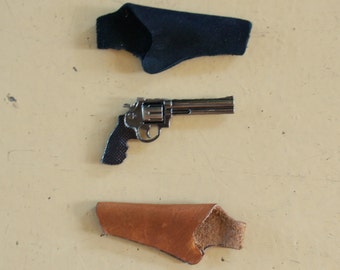 Revólver Colt .357 King Cobra en miniatura a escala 1/6 y funda de cuero para pistola de The Walking Dead