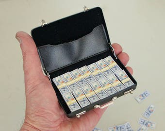 1/6 Scale Miniature Model Briefcase Full of Cash