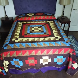 Colorful Patchwork Quilt all cotton queen size quilt block pattern quilt, scrap quilt, bedcover quilt