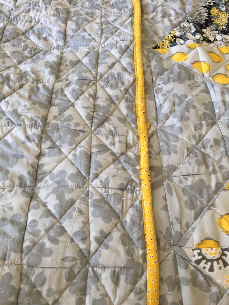 Gray and Yellow Queen Size Quilt Etsy