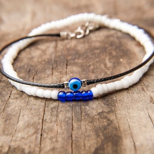 Protection bracelet, Men Evil Eye Bracelet, Evil Eye Bangle, Men Double Bracelet, Gift for Him, Men Charm bracelet, Men Skinny bracelet