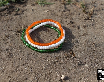 Ireland Flag Seed Bead Bracelet Set, Handmade Patriotic Wristbands