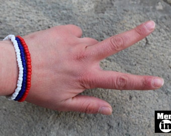 Armband met Russische vlag, patriottische set met matte kraaltjes