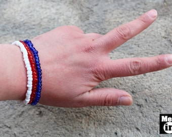 United Kingdom Flag Bracelet, Seed Bead UK Bracelet, Set of 3