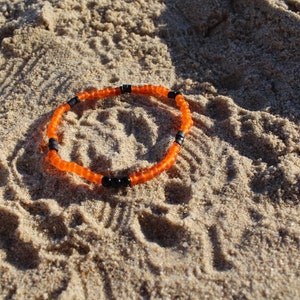 Men&#39;s Orange Stretch Bracelet, Orange Matte Bracelet, Onyx Bracelet, Beaded Bracelet, Summer Bracelet, Surfer Bracelet, Gift for Him and Her