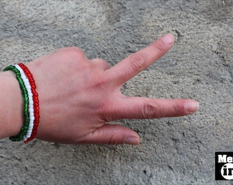 Italy Flag Seed Bead Bracelet Set, Italian Patriotic Jewelry