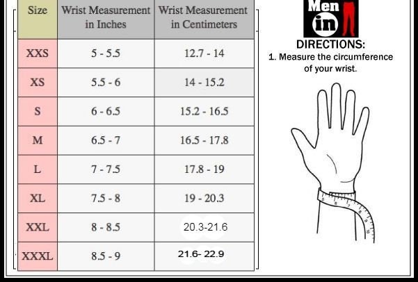 Male wrist size chart new arrivals