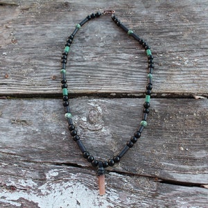 Raw Crystal Jewelry, Men Crystal Necklace, Gemstone Necklace, Onyx Necklace, Man Necklace, Lemurian Crystal Jewelry, Man Boho Necklace