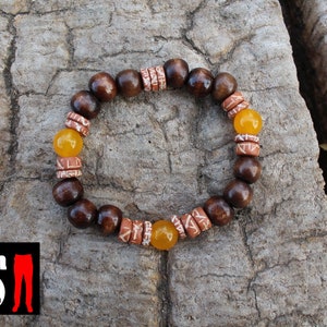 Pulsera de aventurina, Pulsera de madera, Pulsera de piedras preciosas, Pulsera unisex, Pulsera de cerámica, Brazalete natural, Pulsera Hipster, Joyería Boho
