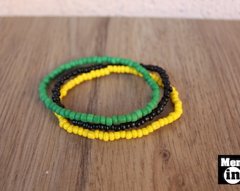 Rasta Armband Set, Jamaika Flagge, Perlenarmbänder
