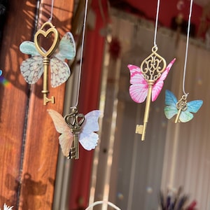 Wonderland Butterfly Flying Keys // Alice in the Looking Glass Gift // White Rabbit // Mad Hatter Tea Party // Nursery Gift Decor Fairies