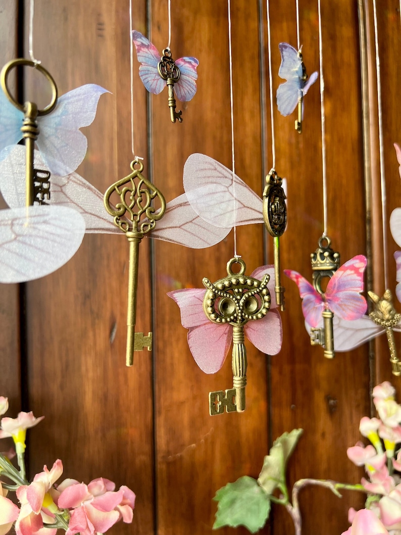 Wonderland Flying Keys: Dragonfly & Butterfly Decor - Set of 12 - Etsy
