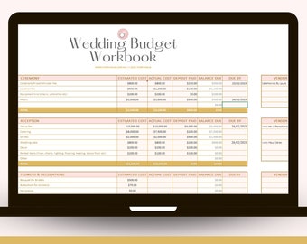 Excel Wedding Budget Tracker, Excel Wedding Budget Vendor Tool, Wedding spreadsheet, Wedding payment tracker, Wedding planning, Engagement