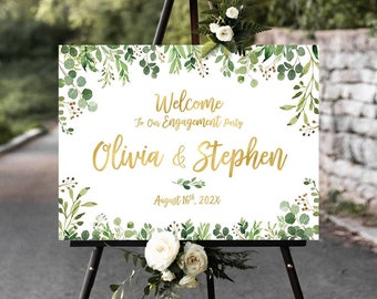 Engagement welcome sign, Engagement sign, Greenery Engagement party sign, engagement party sign, engagement decorations, engagement invites