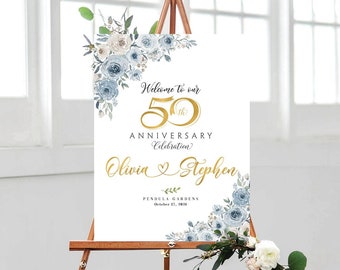 Decoración del 50 aniversario, Aniversario de bodas de oro, cartel del 50 aniversario, Aniversario de bodas verdes, cartel del 50 aniversario