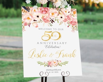 Cartel del 50 aniversario, signo del 50 aniversario, decoración del aniversario, decoración del 50 aniversario, signo de aniversario, boda de oro, aniversario