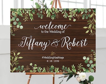 Wedding sign, Wedding Welcome Sign, Wood Wedding sign, Rustic Welcome Wedding Sign, Wood Wedding Welcome Sign, Greenery wedding signs