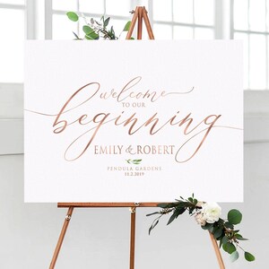 Bem-vindo ao nosso sinal de início, sinal de boas-vindas de casamento, sinais de casamento, sinal de casamento personalizado, sinal de casamento branco, sinal de entrada do local, casamento
