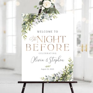 Personalized Rehearsal dinner Sign, Wedding Rehearsal Dinner, Greenery decorations, Rehearsal dinner Decor, Greenery Rehearsal welcome sign