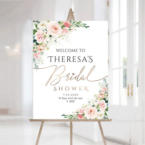 Bridal Shower sign, Bridal shower banner, Bridal Shower Welcome Sign, Bridal Shower decorations, bridal shower invitation, Blush Pink decor