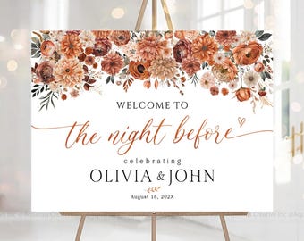 Personalized Rehearsal dinner Sign, Wedding Rehearsal Dinner, Fall Wedding decorations, Rehearsal dinner Decor, Fall Rehearsal, Burnt orange