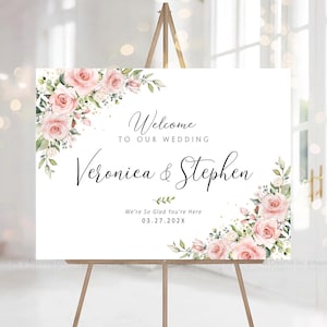 Cartello di benvenuto per matrimonio, Decorazioni per matrimonio rosa cipria, Decorazioni verdi, Cartelli per matrimonio, Decorazioni per matrimonio, Decorazioni per matrimonio, Inviti per matrimonio