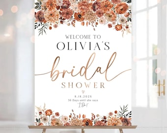 Bridal Shower sign, Fall Bridal Shower Welcome Sign, Terracotta Bridal Shower decorations, Bridal Shower Invitations, Autumn Bridal Shower